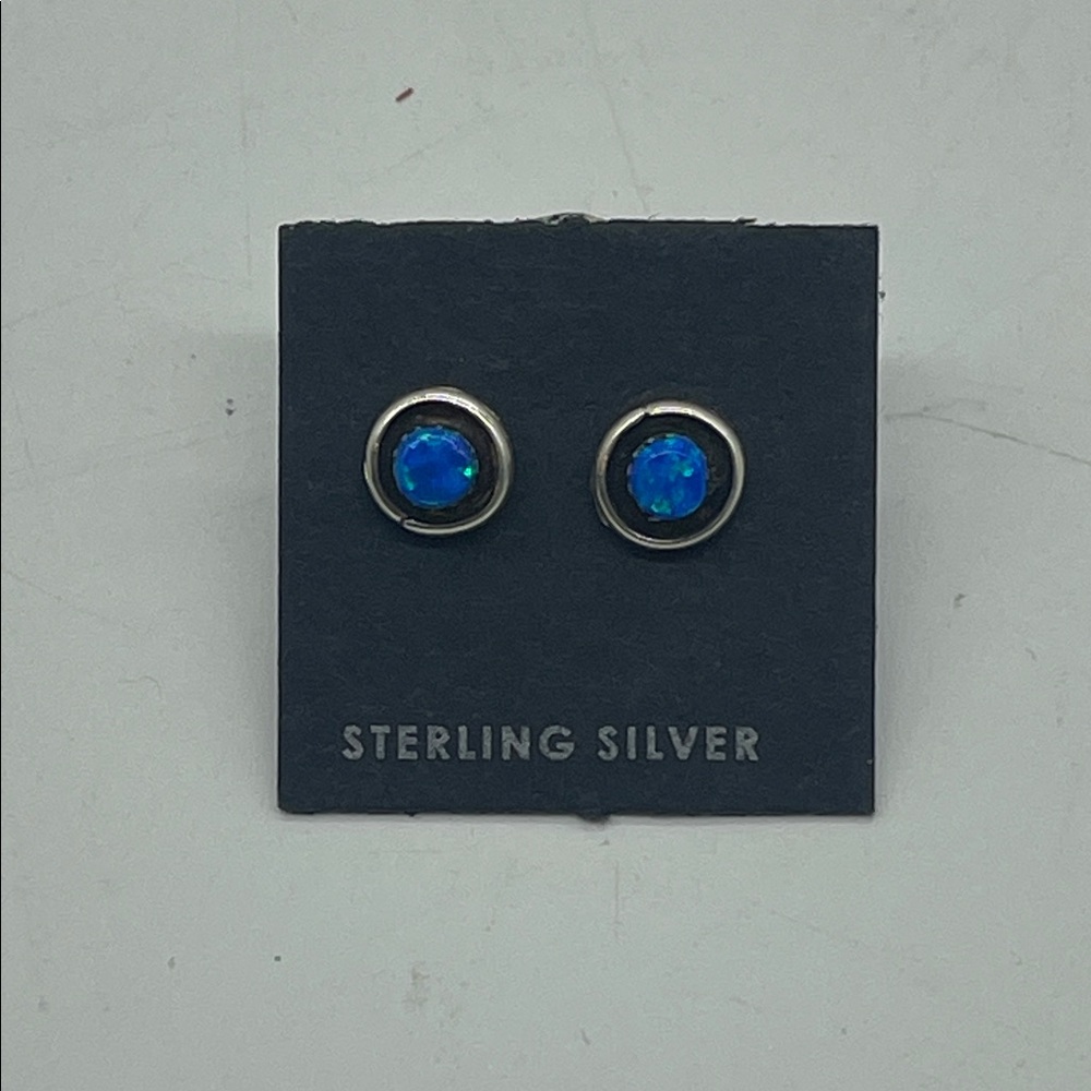 Sterling Silver Opal Stud Earrings